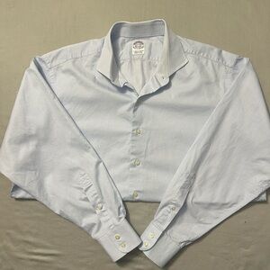 Brooks Brothers Makers and Merchants Men Dress Shirt Button Down 17.5 - 35 Blue